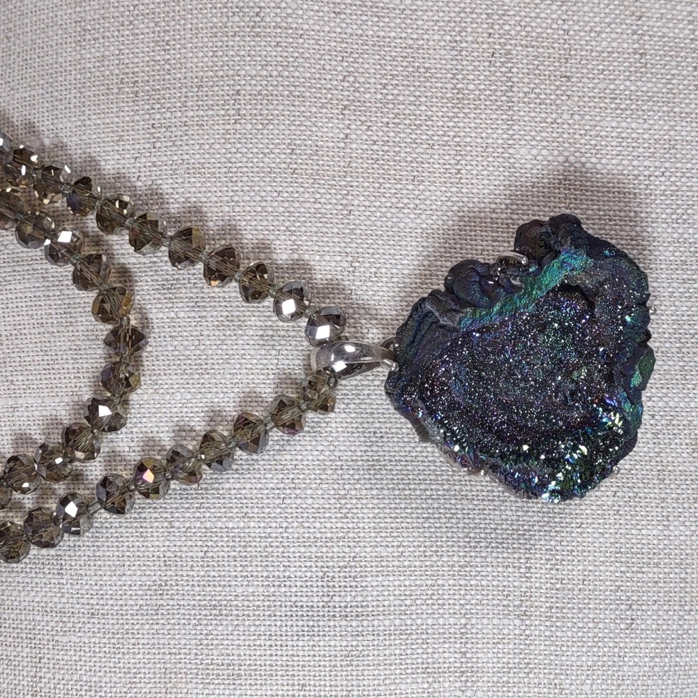 Artisan Crafted Druzy Quartz Geode Necklace